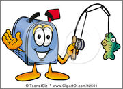 12501_Clipart_Picture_Of_A_Blue_Postal_Mailbox_Cartoon_Character_Holding_A_Fish_On_A_Fishing_Pole.jpg