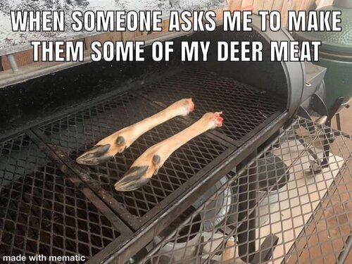 Image may contain: food, text that says 'WHEN SOMEONE ASKS ME TO MAKE THEM SOME OF MY DEER MEAT made with mematic'