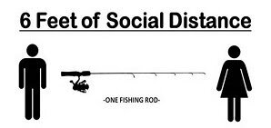 A fishing rod between two people