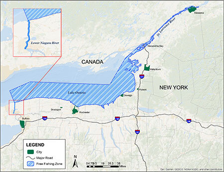 map of free fishing areas in new york state