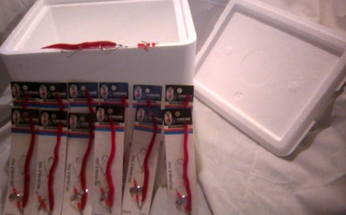 Styrofaom Bait Cooler with a Dozzen Worm rigs Just $30..jpg