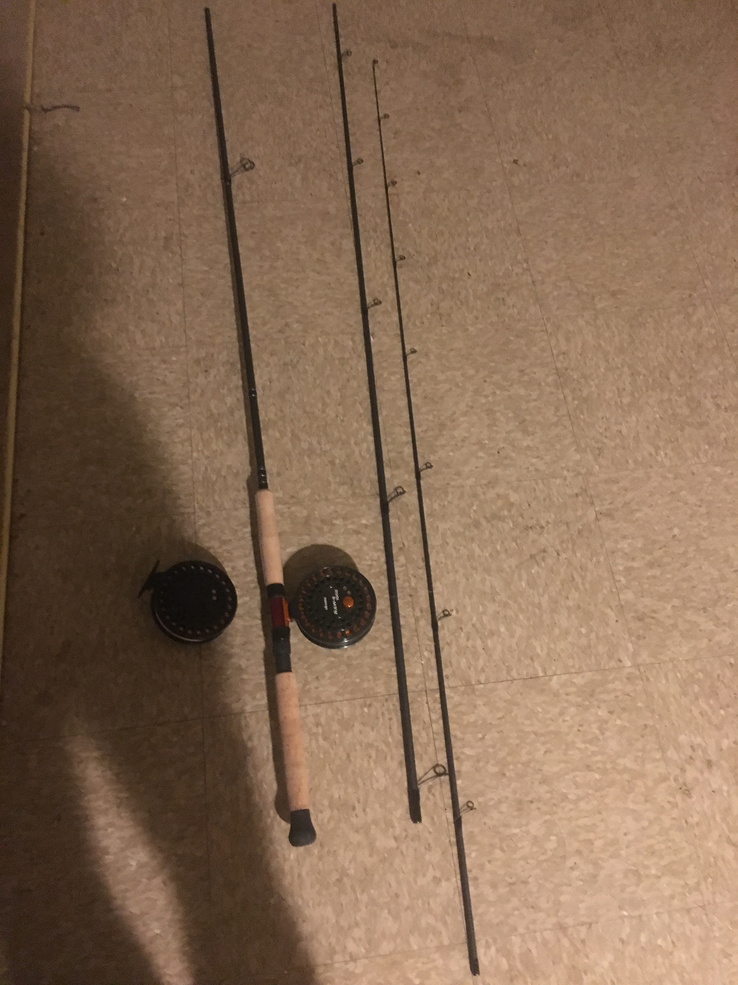 Okuma Aventa 15'6 float rod with okuma raw 2 reel and a Sheffield