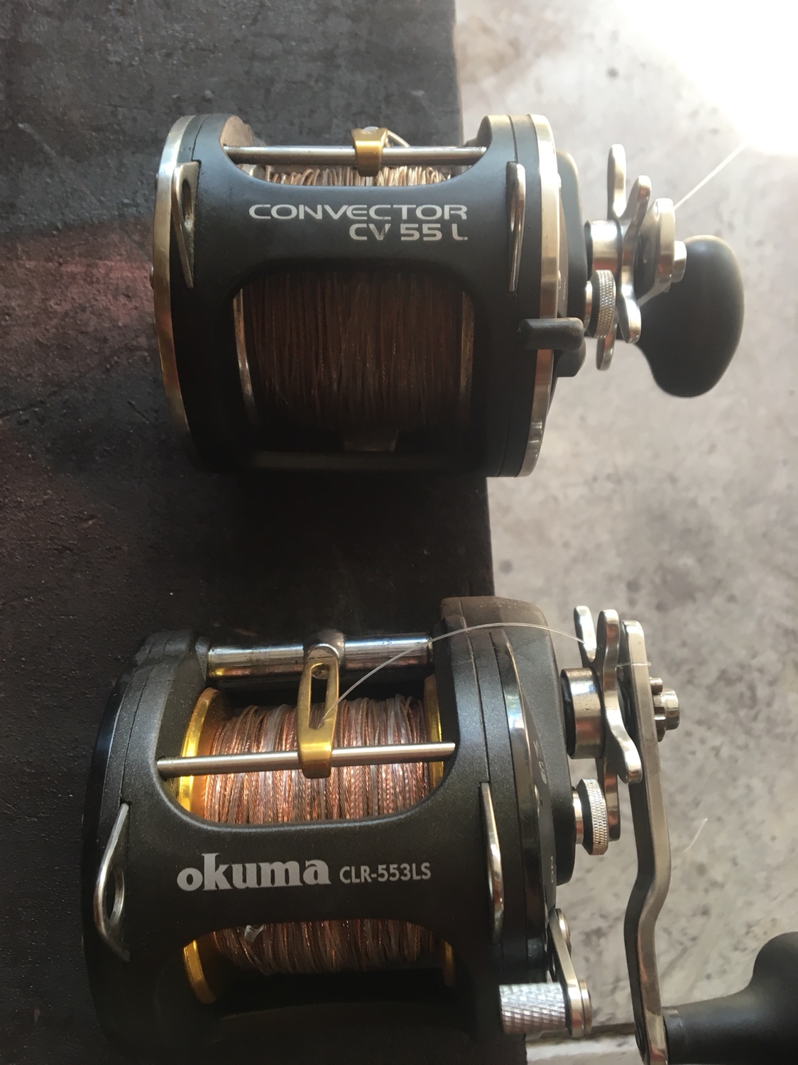 Okuma CLR 553 LS and Okuma Convector CV55L copper reels